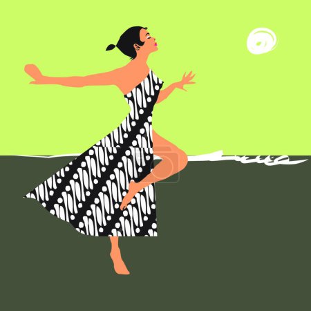 Illustration for "Illustration of a beach dress with a Parang Rusak batik motif Surakarta, central java, Indonesia" - Royalty Free Image