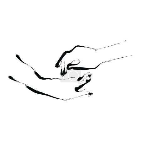Illustration for "Vector illustration of hand in hand mutual help and affection. original hand drawn sketch" - Royalty Free Image
