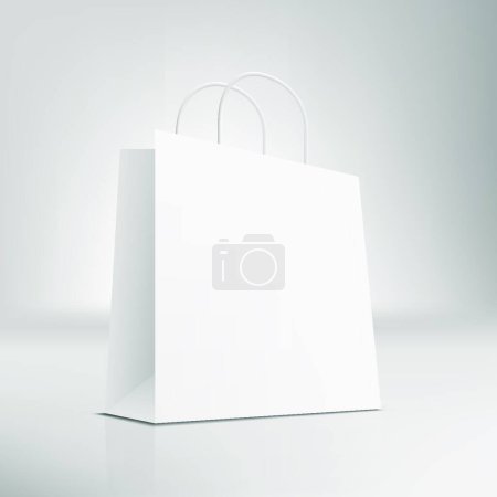 Ilustración de "Bolsa de papel transparente blanco 3D sobre fondo blanco" - Imagen libre de derechos