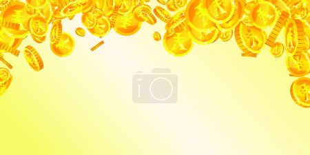 Illustration for Chinese yuan coins falling. Scattered gold CNY - Royalty Free Image