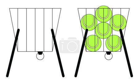 Téléchargez les illustrations : "Panier balle de tennis emty et illustration vectorielle pictogramme complet." - en licence libre de droit