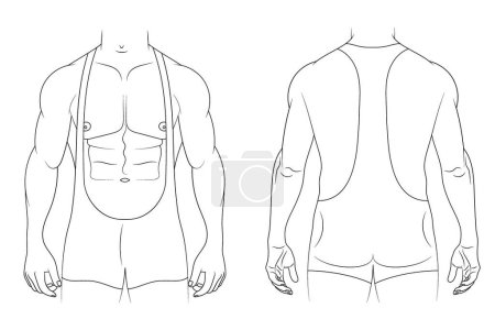 Illustration for "Wrestling singlet front and back view vector illustration." - Royalty Free Image