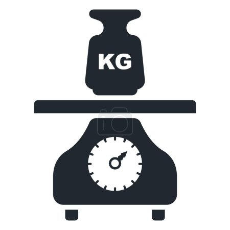 Ilustración de "icono negro de balanzas con un peso en el mercado. ilustración vectorial plana." - Imagen libre de derechos