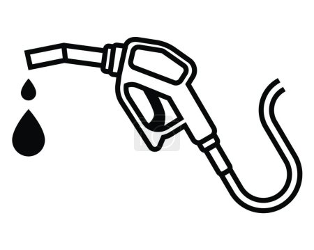 Illustration for "black linear icon of a pistol at a gas station to refill the tank with gasoline. lack of fuel for the car." - Royalty Free Image