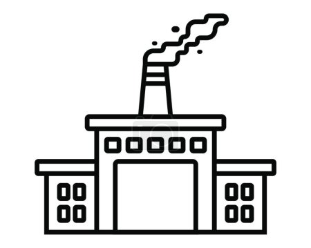 Téléchargez les illustrations : "icône linéaire noire de l'usine avec cheminée et fumée." - en licence libre de droit