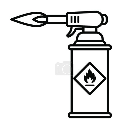 Ilustración de "icono negro lineal de un soplete con una llama para la soldadura de hierro." - Imagen libre de derechos