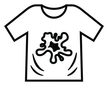 Illustration for "black icon of a dirty t-shirt with a big food stain." - Royalty Free Image