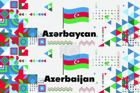 Illustration for "Two abstract backgrounds with the name of the country in the native Azerbaijanian language and in English. Abstract background in the colors of the national Azerbaijan flag. Vector illustration." - Royalty Free Image