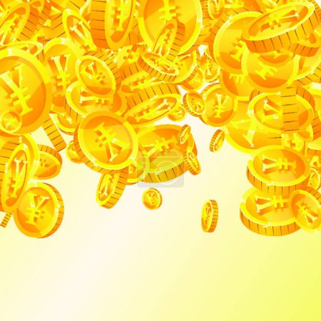 Illustration for "Chinese yuan coins falling. Scattered gold CNY" - Royalty Free Image