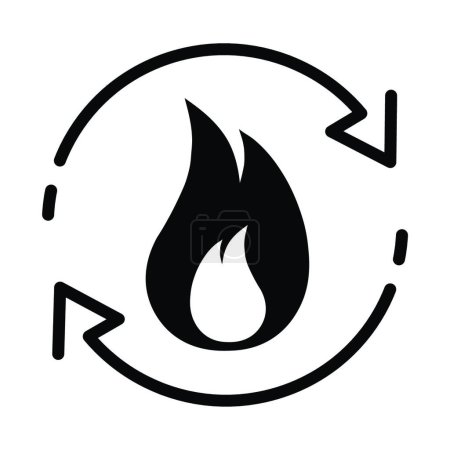 Téléchargez les illustrations : "Incendie avec icône de rotation des flèches Processus métaboliques" - en licence libre de droit