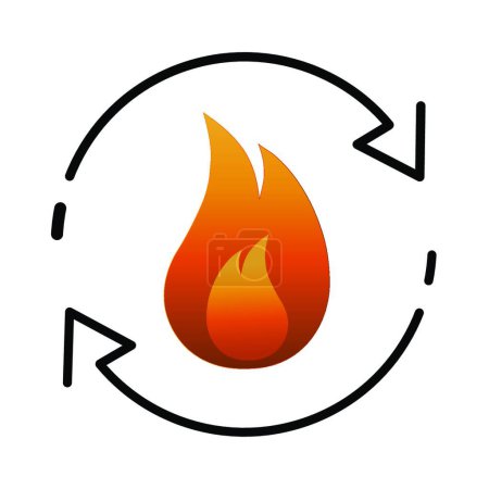 Ilustración de "Procesos metabólicos icono Fuego con rotación de flechas" - Imagen libre de derechos
