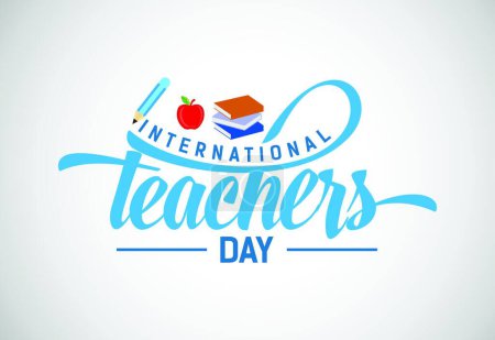 Téléchargez les illustrations : "Happy world teachers' day vector illustration for poster, brochure, banner, and greeting card" - en licence libre de droit