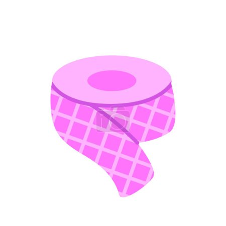 Illustration for "Pink adhesive decorative tape in cage for creativity, vector flat illustration for scrapbooking on white background" - Royalty Free Image