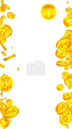 Illustration for "Japanese yen coins falling. Scattered gold JPY" - Royalty Free Image
