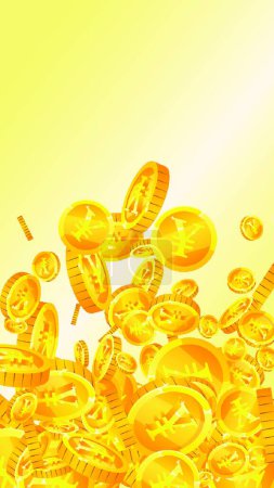 Illustration for "Chinese yuan coins falling. Scattered gold CNY" - Royalty Free Image