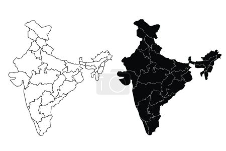Téléchargez les illustrations : "Carte politique de l'Inde. Faible détail" - en licence libre de droit