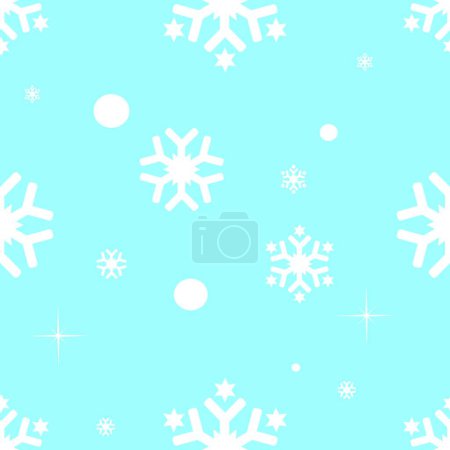 Téléchargez les illustrations : "Beau fond sans couture pour Joyeux Noël et Nouvel An. Flocons de neige blancs sur fond bleu. Illustration vectorielle." - en licence libre de droit