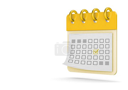 3D illustration of calendar icon with event date. icon 3d render.