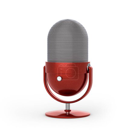 Foto de Desktop Microphone for Podcast or Videocast isolated. 3D rendering. - Imagen libre de derechos