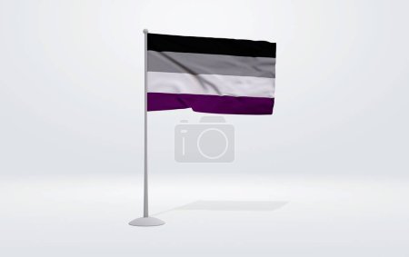 Téléchargez les photos : Illustration 3D du drapeau asexuel du mouvement LGBT qui témoigne de la fierté et de la liberté - en image libre de droit