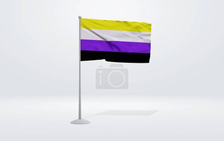 Téléchargez les photos : Illustration 3D du symbole du drapeau non binaire du mouvement LGBTQ + qui démontre la fierté et la liberté - en image libre de droit