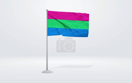 Photo for 3D illustration of the Polysexual flag, symbol of the LGBTQ+ movement that demonstrates Pride and Freedom - Royalty Free Image