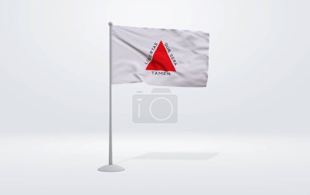Photo for 3D illustration of the flag of Minas Gerais state of Brazil. Flag waving on the pole with white studio background. - Royalty Free Image
