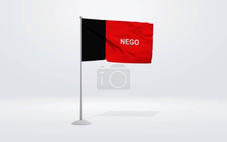 Photo for 3D illustration of the flag of Paraiba state of Brazil. Flag waving on the pole with white studio background. - Royalty Free Image