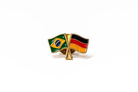 Photo for Flags of Brazil and Germany united in a metal pendant - Royalty Free Image