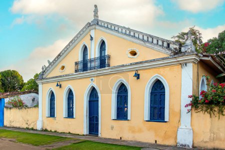 Historic old houses in the historic center of the old town of Porto Seguro, in the state of Bahia, Brazil