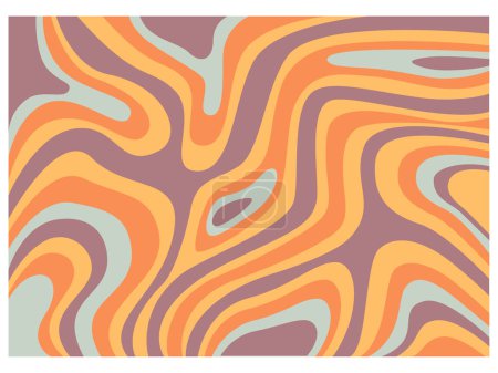 Vector wavy groovy 70s color background in retro psychedelic style.