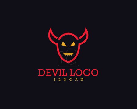 Ilustración de Diablo logotipo plantilla vector icono ilustración diseño, diseño de logotipo moderno y limpio. Red Devil Line Logo vector y editable - Imagen libre de derechos