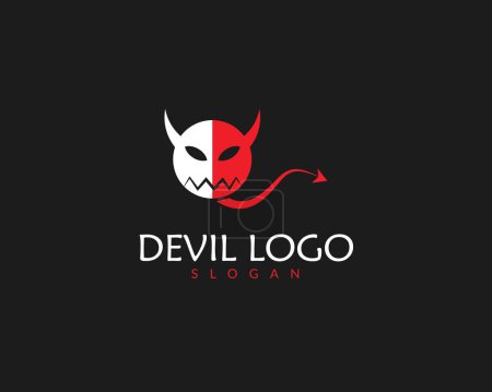 Ilustración de Diablo logotipo plantilla vector icono ilustración diseño. Plantilla de logotipo del diablo. Logo del diablo rojo y blanco para el vector de la compañía y editable - Imagen libre de derechos