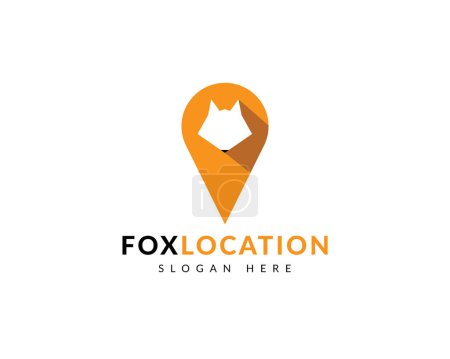 Illustration for Map pointer logo design. Map pointer icon. Map markers vector logo. Fox Location Minimal Logo Design - Royalty Free Image