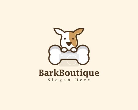 Illustration for Dog logo template vector icon illustration design. Pet shop logo concept. Bark Boutique Logo for brand - Royalty Free Image