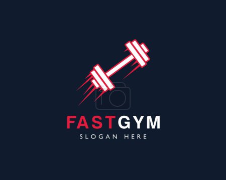 Illustration for Fitness logo design template. Dumbbell vector icon. Gym fitness logo template. Fast Gym Logo Design for business - Royalty Free Image