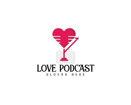 Ilustración de Logotipo del podcast del amor con el vector editable imagen del corazón - Imagen libre de derechos