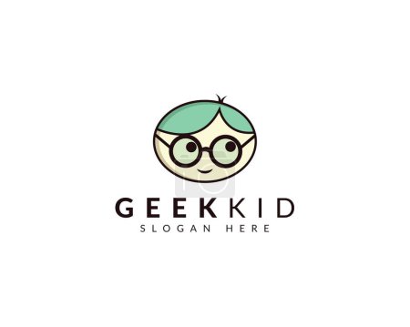 Illustration for Geek Kid face logo editable vector - Royalty Free Image