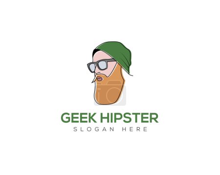 Illustration for Geek Hipster logo  vector editable - Royalty Free Image