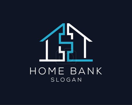 Illustration for Home Bank logo design vector template. Abstract real estate logo design concept. - Royalty Free Image