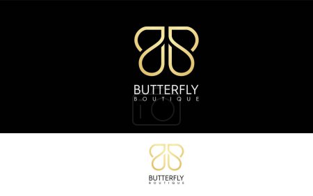 Téléchargez les illustrations : Papillon beau et luxueux vecteur de logo - en licence libre de droit