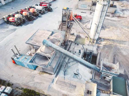Foto de Aerial view of a factory, construction company base. High quality photo - Imagen libre de derechos