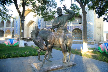 Photo for Hodja Nasreddin on his favorite donkey in Bukhara. - Royalty Free Image