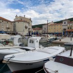 Many motor boats at the port in Croatia.