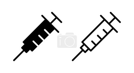 Téléchargez les illustrations : Illustration vectorielle d'icône de seringue. signe et symbole d'injection. icône du vaccin - en licence libre de droit