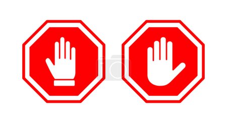 Illustration for Stop icon vector illustration. stop road sign. hand stop sign and symbol. Do not enter stop red sign with hand - Royalty Free Image
