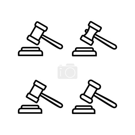 Téléchargez les illustrations : Illustration vectorielle de l'icône Gavel. juge signe et symbole marteau. icône de loi. vente aux enchères marteau - en licence libre de droit