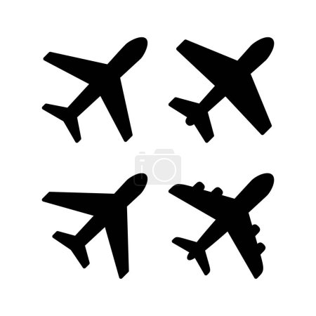 Téléchargez les illustrations : Illustration vectorielle d'icône d'avion. Panneau et symbole de l'avion. Symbole de transport aérien. Panneau de voyage. avion - en licence libre de droit