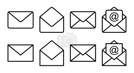 Téléchargez les illustrations : Illustration du jeu d'icônes. e-mail signe et symbole. Icône e-mail. icône de l'enveloppe - en licence libre de droit