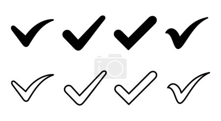 Check mark icon set illustration. Tick mark sign and symbol